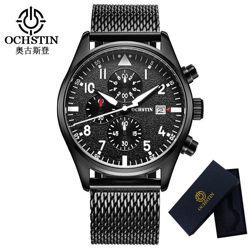 

OCHSTIN Fashion Chronograph Men Watch Mens Top Brand Luxury Military Sport Male Clock Stainless Steel Date Business Clocks 043S