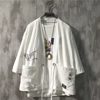 

2020 quality male shirts casual half sleeve cotton linen shirt men solid henry collar shirt men