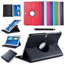 Para samsung galaxy tab 4 10.1 t530 t531 t535 tablet pu de cuero elegante del soporte case cubierta giratoria 360 protector de pantalla + stylus pluma