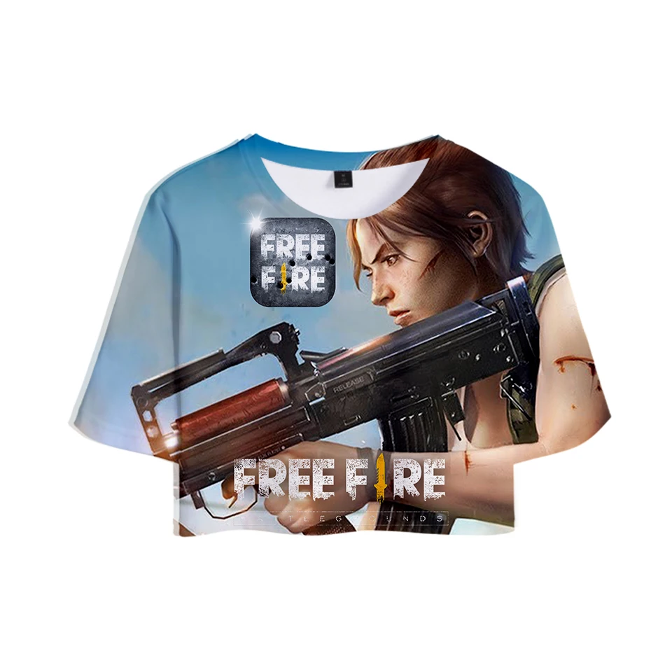 Free Fire 3D Printed Summer Women Crop Tops Short Sleeve Fashion Tshirts Free Fire Popular Game Tee Shirts Girls Sexy Clothes