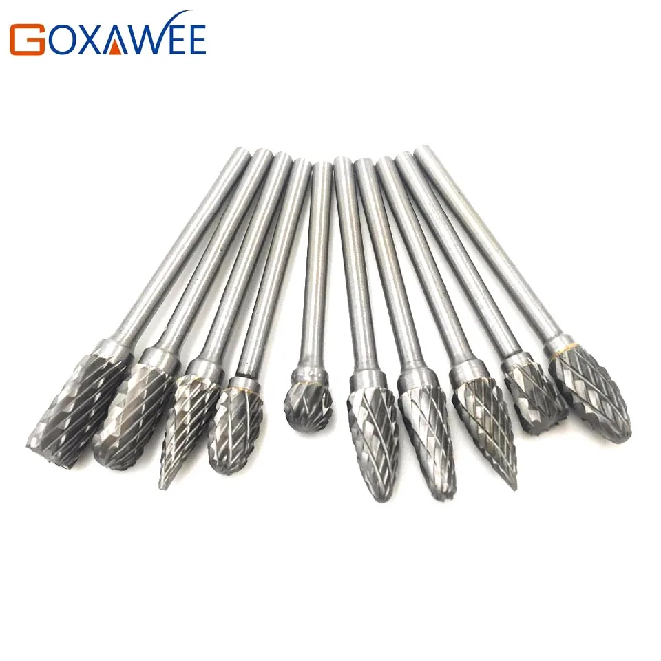 Hot 10pcs 3 6 mm Rotary Files Tungsten Carbide Cutter Burs Drill Bit for Dremel Rotary