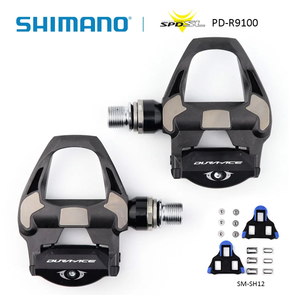 SHIMANO Тормозные колодки Dura Ace PD R9100 самоблокирующаяся педаль черный углеродное волокно велосипедные педали с SM-SH12 затычки SPD педаль Аксессуары для велосипеда - Цвет: Standing