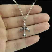 GLOWCAT Q6A55 ювелирные изделия для мальчиков и девочек из серебряного сплава игрушки самолет кулон Короткая Цепочка Воротник массивное ожерелье 18"