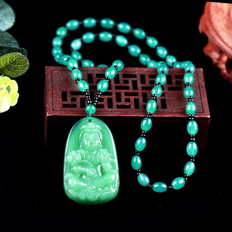 Имитация j ade ping Пряжка ruyi кулон для мужчин и женщин Гуаньинь Будда натуральный камень Мала Бусы тибетский Будда ожерелье