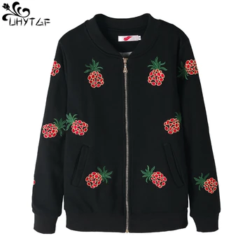 

UHYTGF Print Bomber Jacket Women Flowers Zipper Coat Spring 2019 Summer Long Sleeve Basic Plus Size Short Biker Jacket Female284