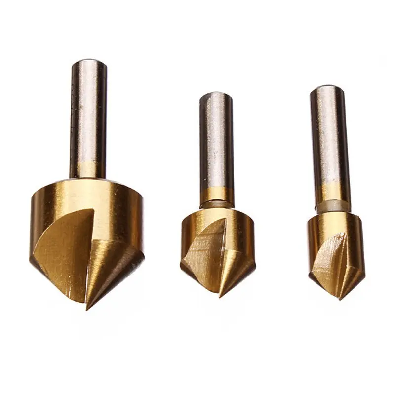 

3pcs Single Flute 90 Degree Edge Chamfer Countersink Drill Bit End Mill Cutter Hand Tool Countersink Electric Drill Drill Bit