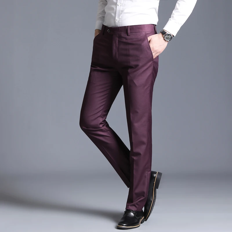 2019 new trousers male Korean version of business casual straight Striped suit pants men's Slim-- slacks Chinese Style Black