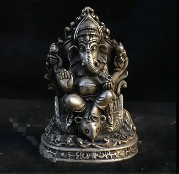 

China buddhism fane Silver wealth Elephant Jambhala Fortuna Mammon buddha statue