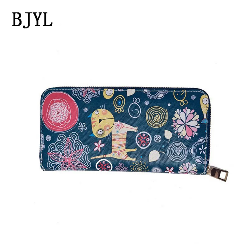 

woman Long Wallet Women PU Leather Cartoon Cat Bag Lady Clutch Phone Case Zipper Card Holder Female Purses