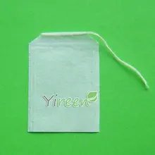 100 шт 50X70 мм Пустые чайные пакетики с завязками, одноразовые фильтровальные бумажные пакеты, одиночные чайные фильтры на шнурке, травяные пакетики
