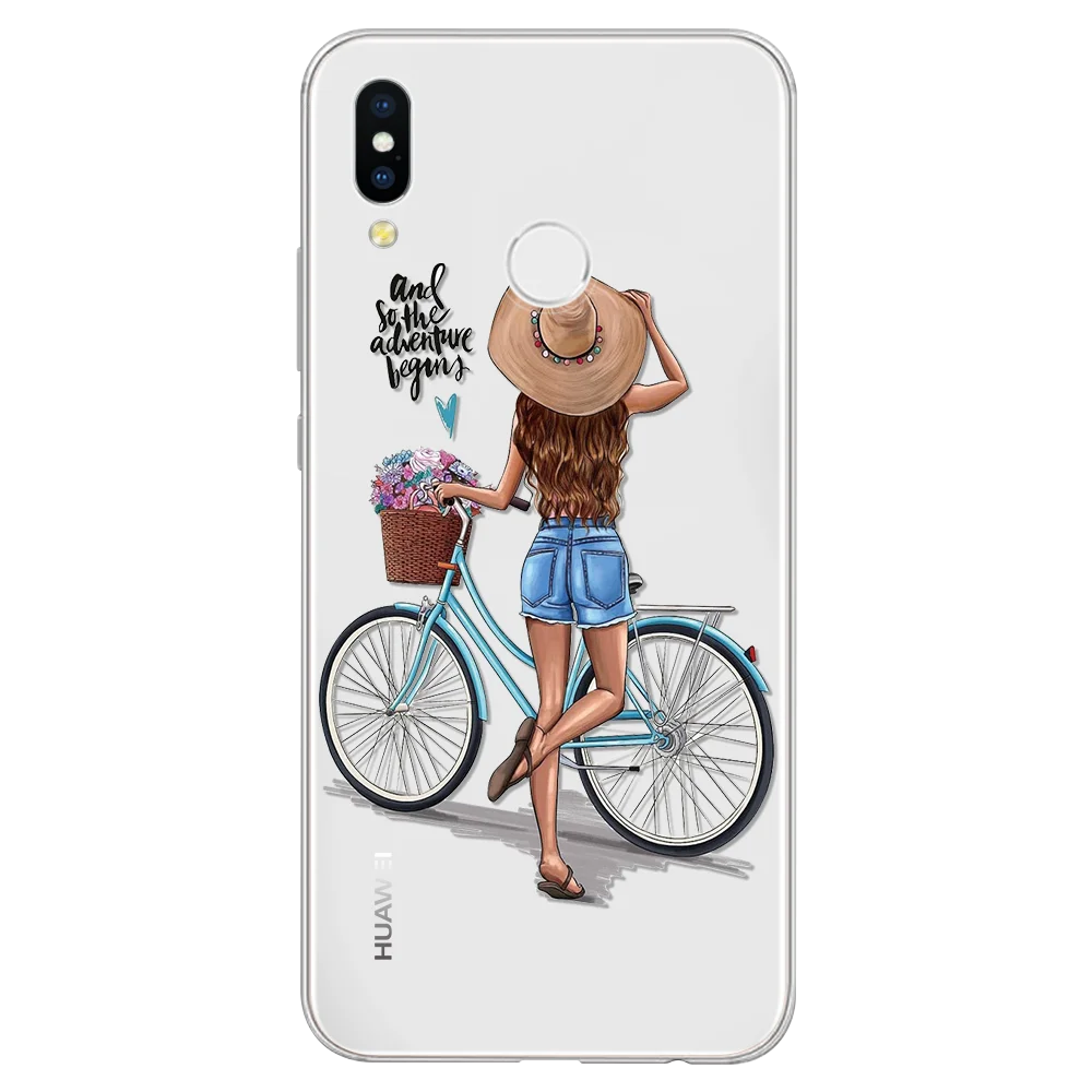 Черный Коричневый чехол для мамы и дочки с волосами Huawei P Smart Z Plus 2019 Mate 20 10 P20 P30 Pro P10
