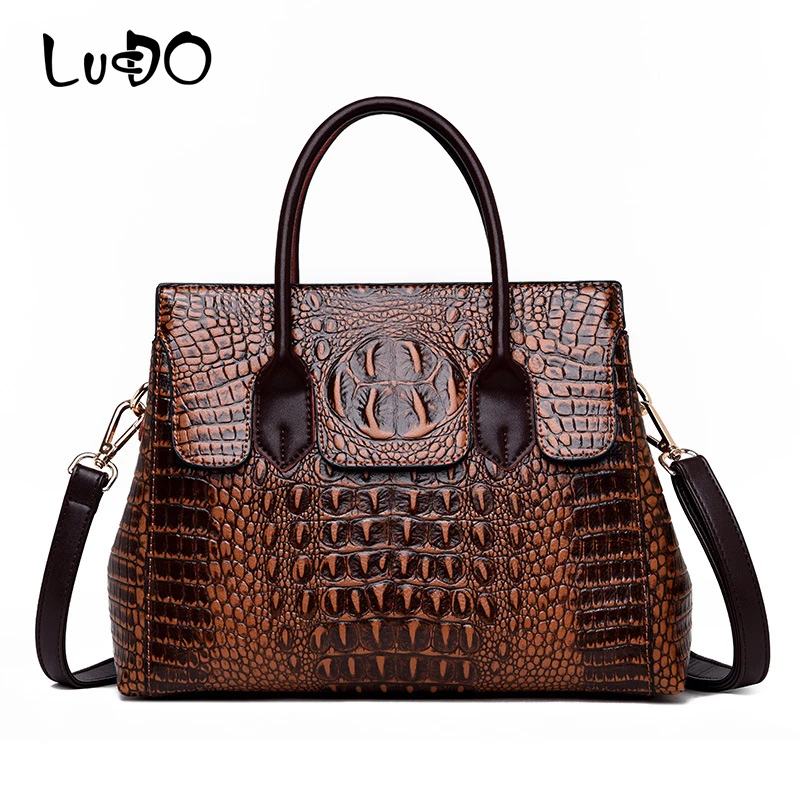

2019 New Alligator Luxury Genuine Leather Bag Designer Women Vintage Crossbody Bag Lady Retro Shoulder Tote Bag Sac A Main Femme
