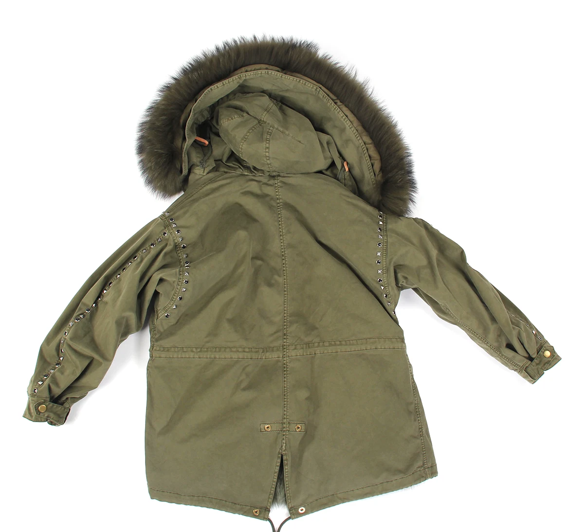 JAZZEVAR Новая зимняя куртка модная уличная женская армейская парка с натуральным мехом негабаритное пальто с капюшоном куртка с заклепкой свободная одежда