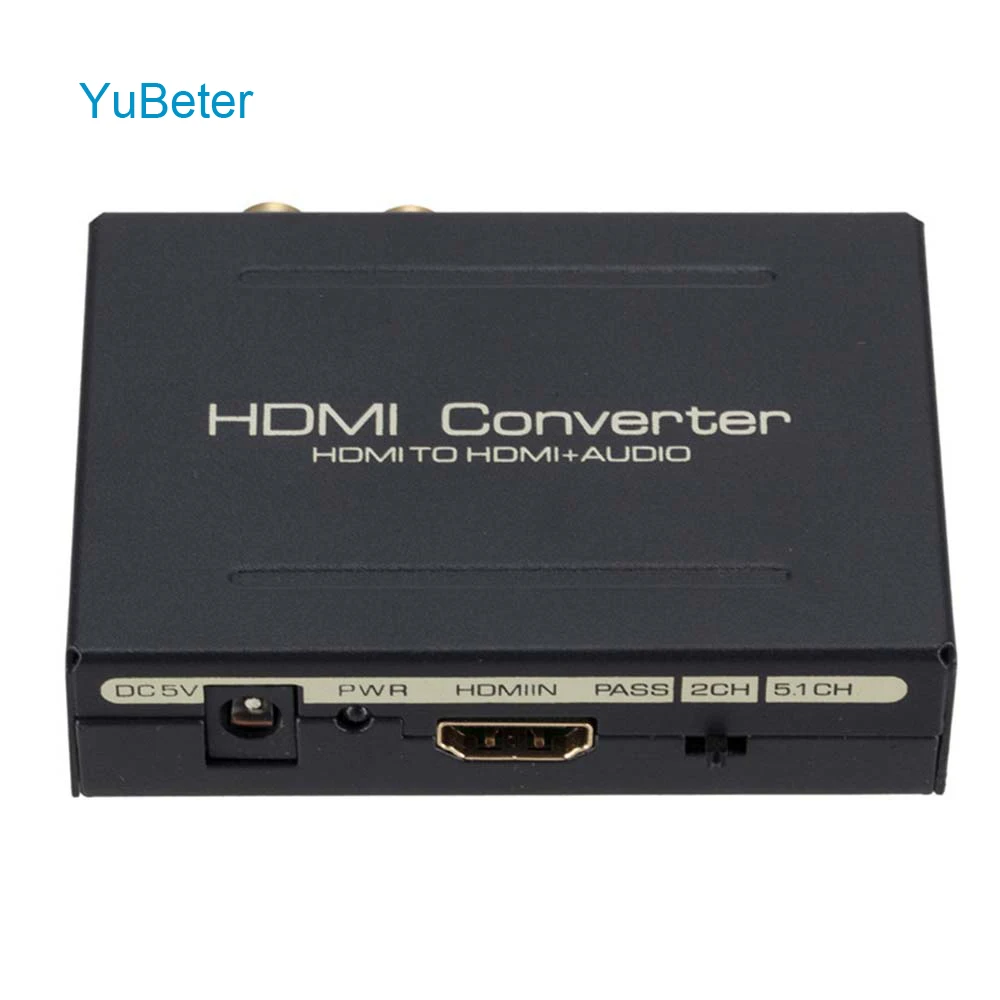 

YuBeter 1080P HDMI Audio Extractor HDMI to HDMI Optical TOSLINK SPDIF + RCA L/R Audio Converter Audio Splitter for PC DVD HDTV