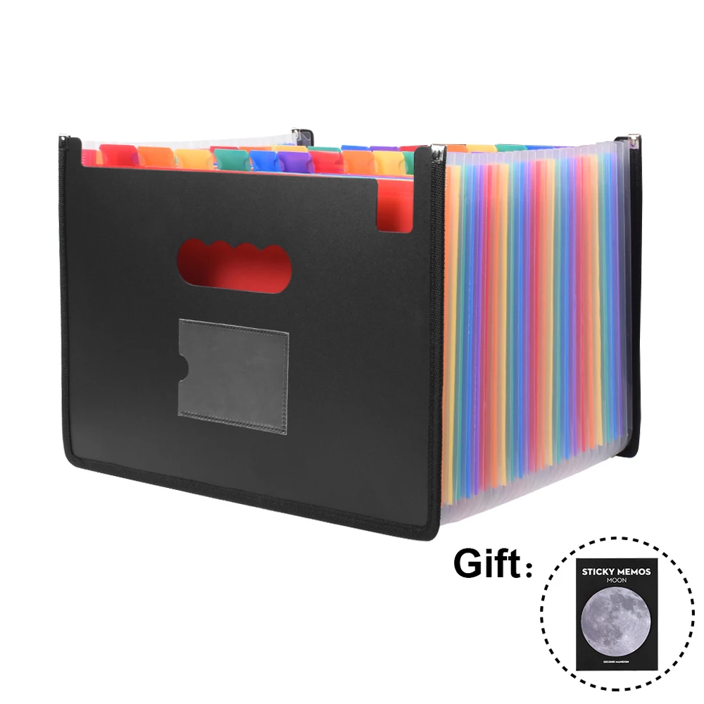 

24 Pockets Expanding File Folder A4 Document Organizer Holder Durable Cloth Edges with Colored Labels for Office/Business/School