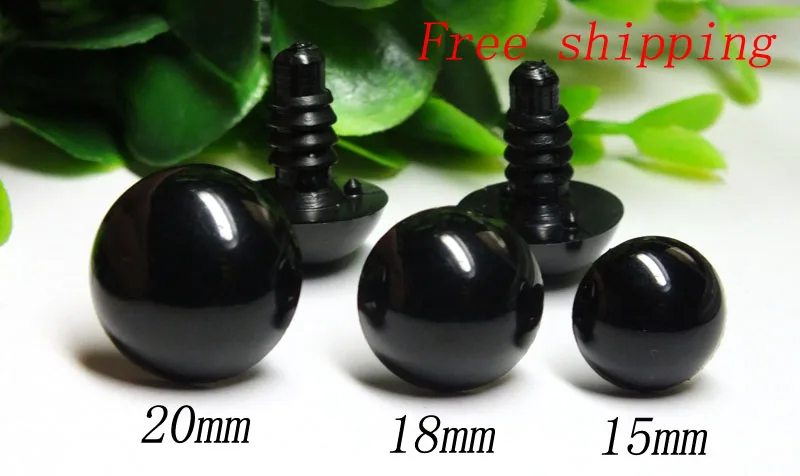 Free Shipping!! Kit Of 15/18/20mm Black Safety Eyes With Washer -totally 30pairs