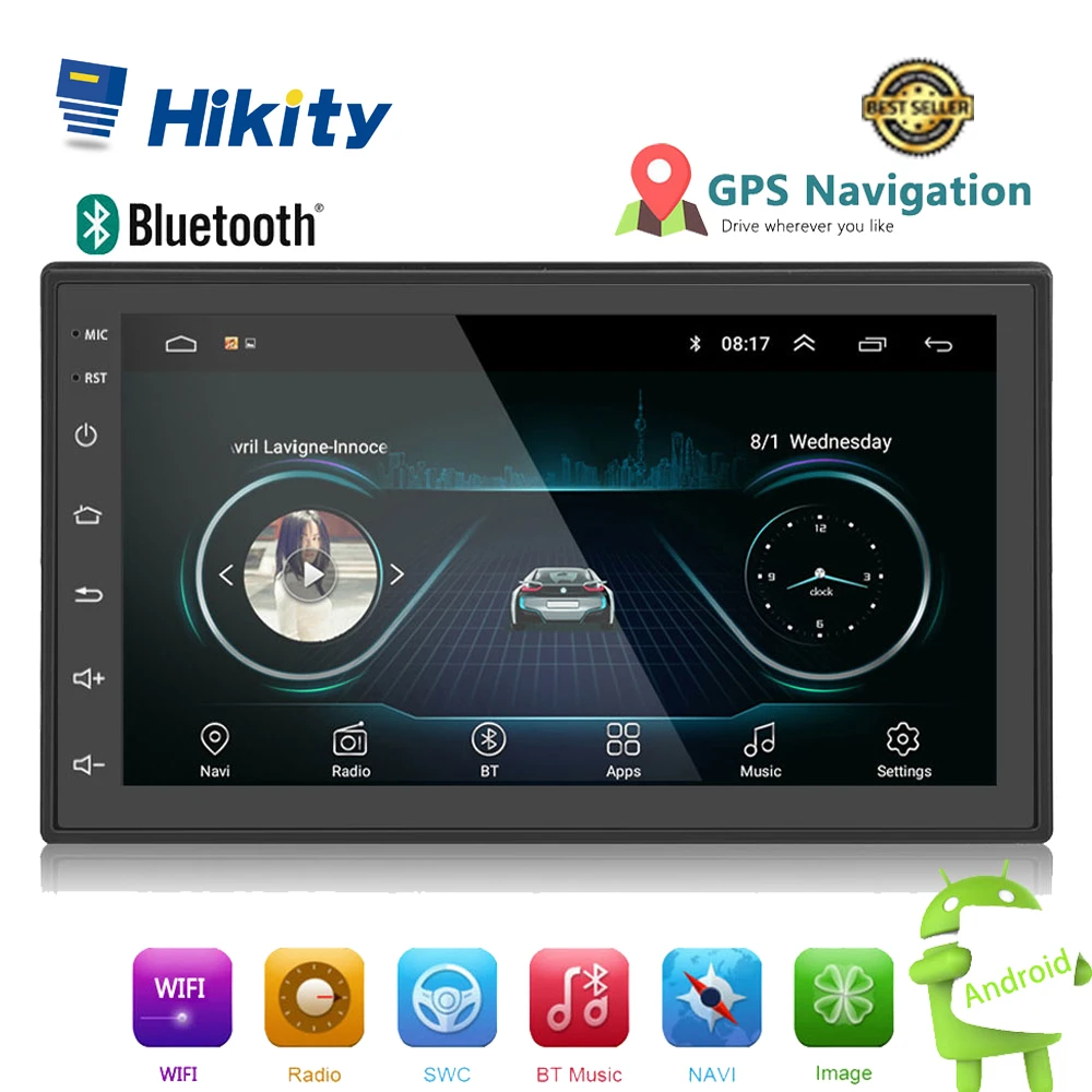 Hikity 2din Android Car Multimedia MP5 Player Radio GPS Navi WIFI Autoradio 2 Din 7'' Touch screen Bluetooth FM Audio Car Stereo