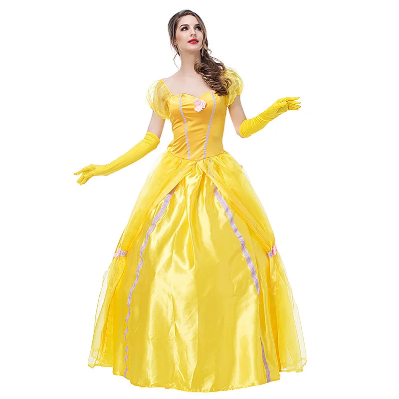 

Movie Beauty and the Beast Costumes Adult Princess Belle Costume Women Halloween Carnival Fancy Party Fantasia Cosplay Dress Up