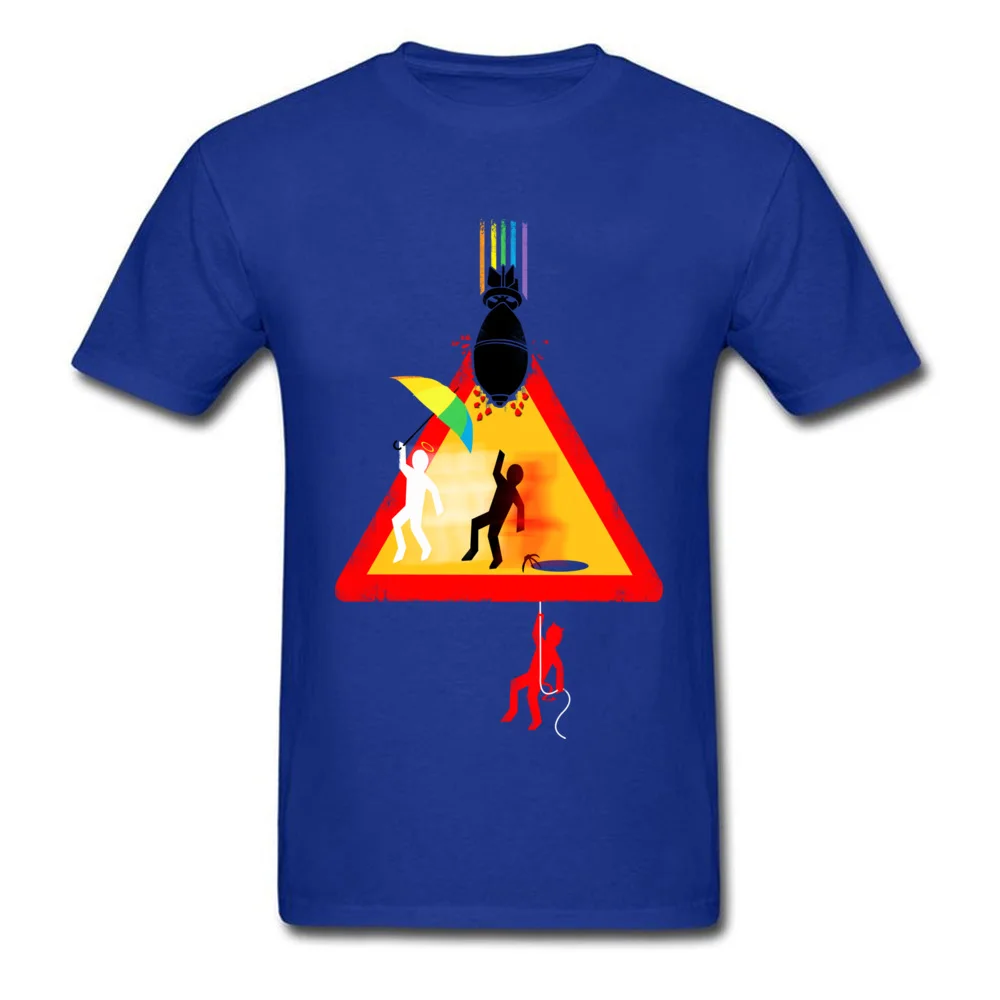 Casual Beware of Falling Object Normal Short Sleeve Autumn Tops & Tees Wholesale O Neck Pure Cotton T-Shirt Men Top T-shirts Beware of Falling Object blue