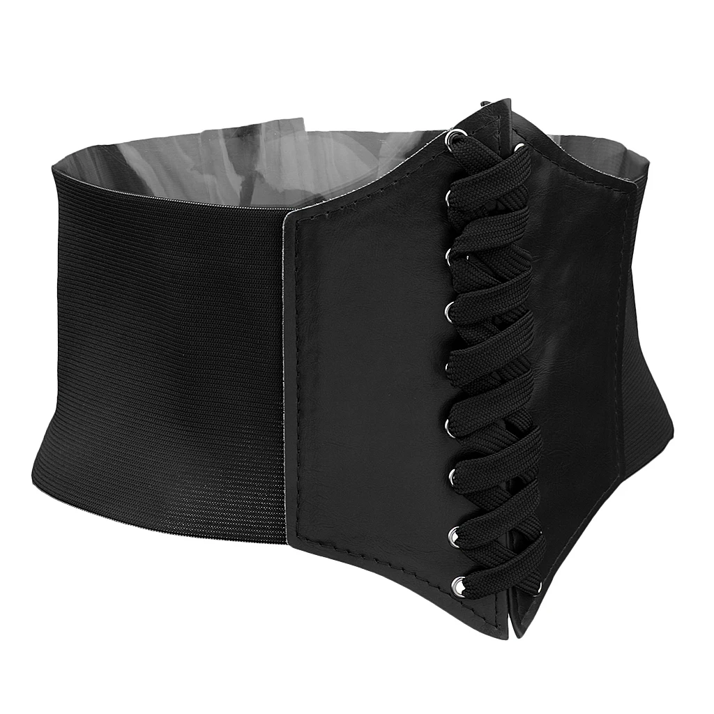 

Women Faux Leather Waist Belt Wide Elastic Buckle Black Waist band for Ladies Dress Accessories