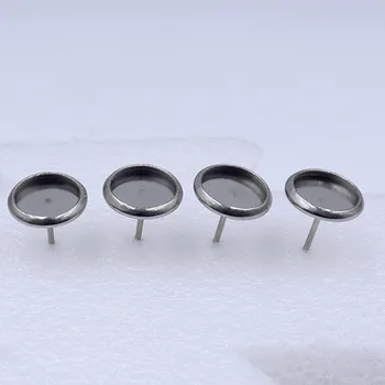 

100 / bag stone base stainless steel accessories stick to 6-16 MM time gem base ear pin for jewelry making