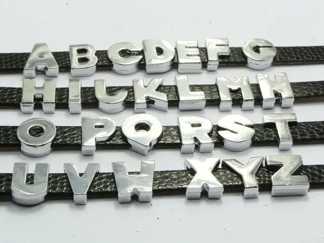 

26 Assorted Alloy Alphabet Letter "A-Z" Slide Beads Charm Fit 8mm Wristbands