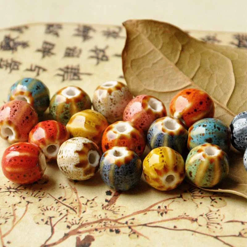 

20pcs/lot Fancy Glazed Watermelon Shape Ceramic Beads 12mm Bohemia Porcelain Charm Beading Spacer DIY Bracelet Jewelry Making