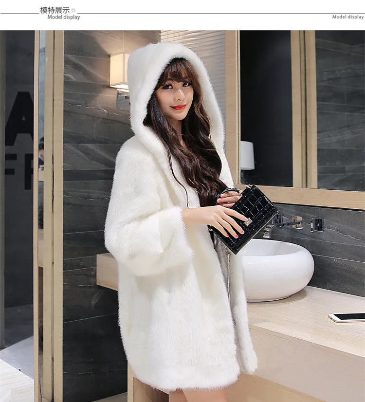Пальто из искусственного меха, зимняя женская Норковая Меховая куртка, Женское пальто с капюшоном из искусственного меха кролика, длинное пальто размера плюс, верхняя одежда 6XL FA65