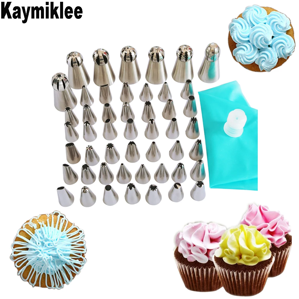 KAYMIKLEE 51PCS/SET Icing Piping Pastry Decoration Pastry Nozzles Tips