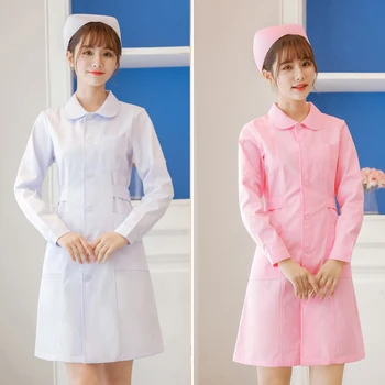 

2019New models Summer Nurse Uniform Medical Robe Hospital Nurse Uniform Women Medical Uniforms Ladies Elegant White Lab Coat