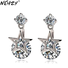 NEHZY 2018 nuovi orecchini d'argento Signora Di Cristallo Pentagramma Cubic Zirconia bella di alta qualità dei monili di modo