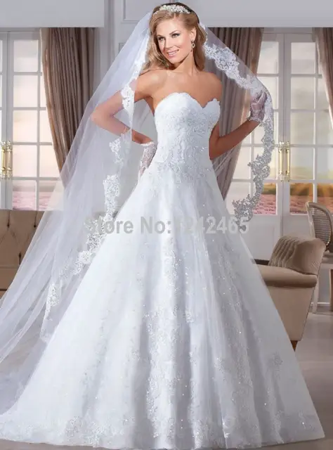 2015 Elegant Brazilian Bridal Dresses Puffy Sweetheart Button Back