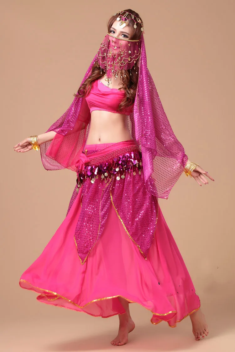 Новое поступление Для женщин Костюмы для танца живота индийский костюм платье для танцев для девочек живота Танцы костюм 5 шт. Танцы R
