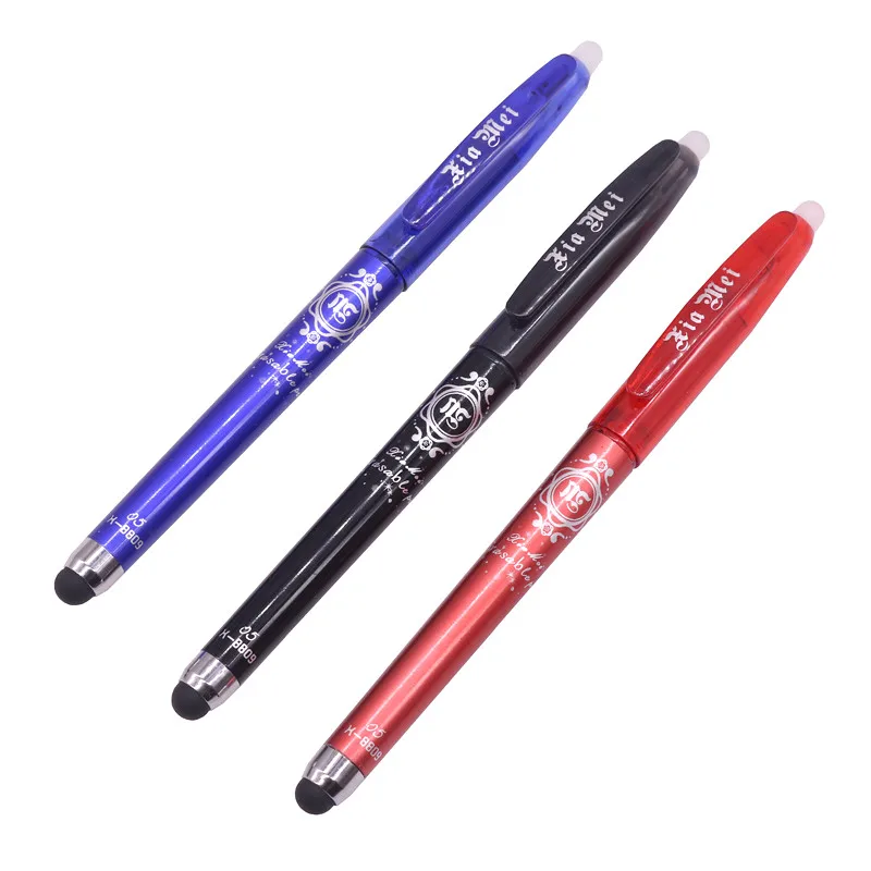 

Wholesale 12 Pcs Erasable Pen Capacitive Touch Pen Refills Color Red Blue Black Elect Student Stationery Office Writing Pen