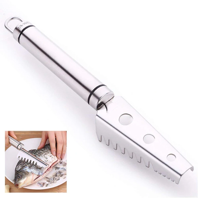 

Fish Scale Remover, Fish Scales Scraper with 304 Stainless Steel Sawtooth for Fast Scales Peeling, Silver