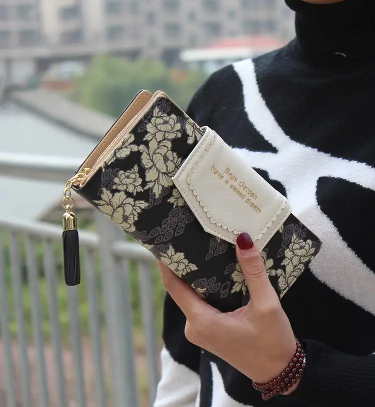 Отличные женские качества бумажник кожаный Pu винтажный женский двойной держатель для карт кошелек