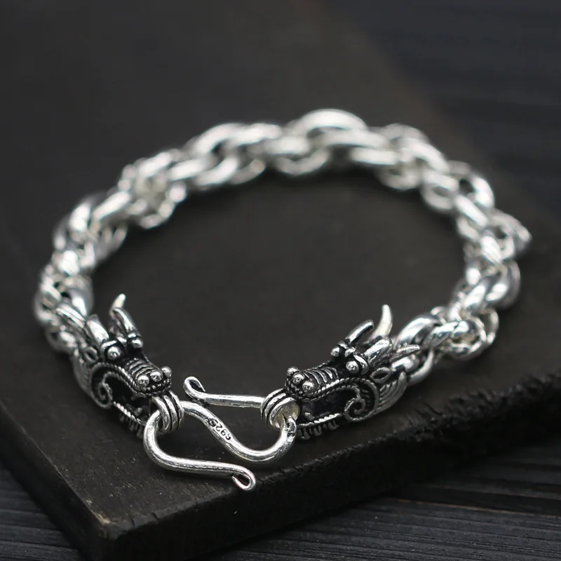 

Мужской властный ретро-браслет S925 из стерлингового серебра с двойным ведущим цветком конопли, старинный подарок на день рождения из тайского серебра