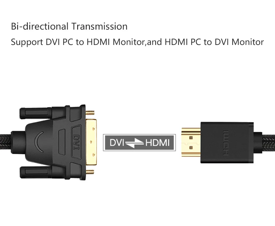 Ugreen HDMI к DVI DVI-D 24+ 1 pin адаптер 3D 4K DVI Мужской к HDMI Мужской конвертер кабель для lcd DVD HDTV xbox hdmi кабель 2 м 3 м