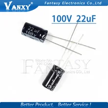 50 шт Высокое качество 100V22UF 6*11 22 мкФ 100V 6*11 мм электролитический конденсатор с алюминиевой крышкой