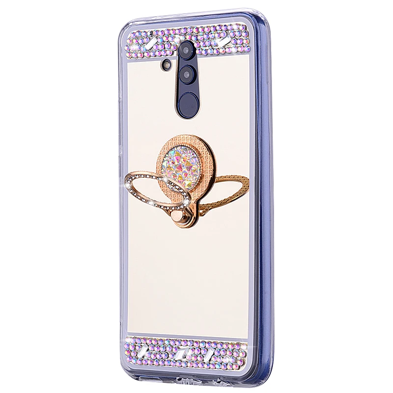 3D зеркальное блестящее кольцо чехол для телефона Huawei P Smart Z 2019 Y7 P20 Lite P30 Pro Mate 20 Honor 9X