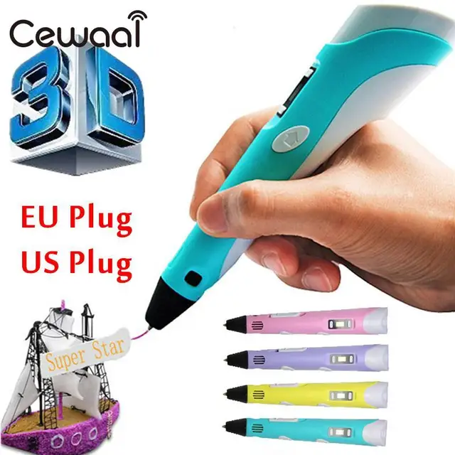 Best Offers Cewaal 3D Printing Pen Marker DIY create Arts Printer 3D Pen Portable Premium ABS / PLA 0.7mm Lettering Children gift