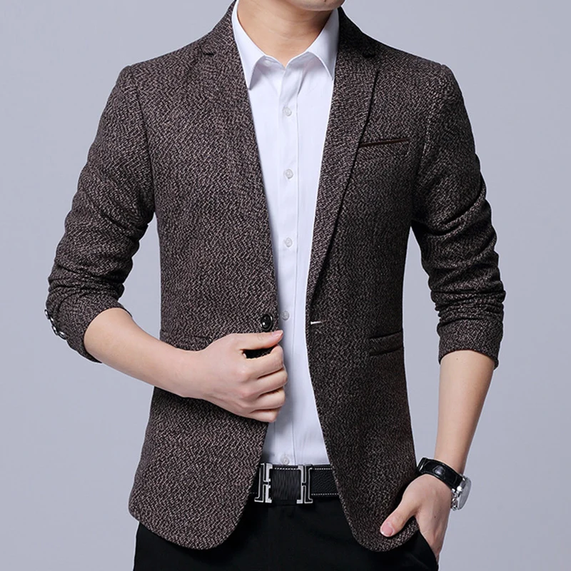 

2019 NEW Men Fashion Brand Blazer British's Style Casual Slim Fit Suit Jacket Male Clothing Blazers Men Coat xz24