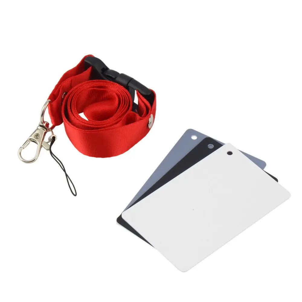 3 in 1 White Black Gray Balance Digital Card kit Pocket-Size 18% Gray Card with Neck Strap for Digital Photography3