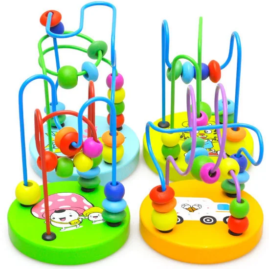 

1Pcs Early Learning Toy Baby Kids Children Colorful Wooden Mini Around Beads Educational Mathematics Toys Random Color