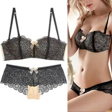 Новое поступление, Женский бесшовный кружевной бюстгальтер, набор, сексуальный балконет, половина чашки, бесшовный бюстгальтер, трусики, набор H313