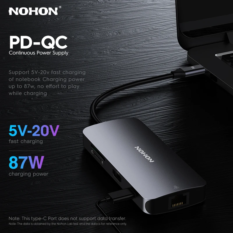 NOHON USB C концентратор конвертер Тип C к USB 3,0 HDMI гигабитный сетевой порт 7 в 1 адаптер для MacBook samsung huawei mate P20 Pro