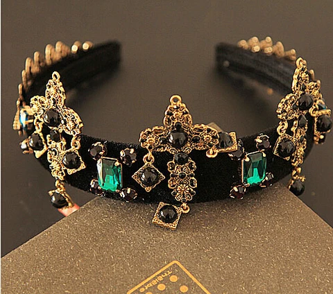 Acessórios do Vintage Fecho de Cabelo Acessórios para o Cabelo Europa Grande Marca Pista Barque Metal Flor Pérola Preto Veludo Largo Cabelo Feminino 2020
