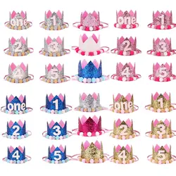 С Днем Рождения Декор поставки 1st год День рождения корона розовое золото Baby Shower принадлежности для волос новорожденных повязка на голову