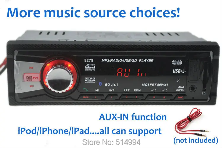 Автомобильный радиоплеер, поддержка синего зуба, ответ/повесить телефон USB SD AUX IN, 12 в 1 din автомобильный аудио, автомобильный стерео mp3