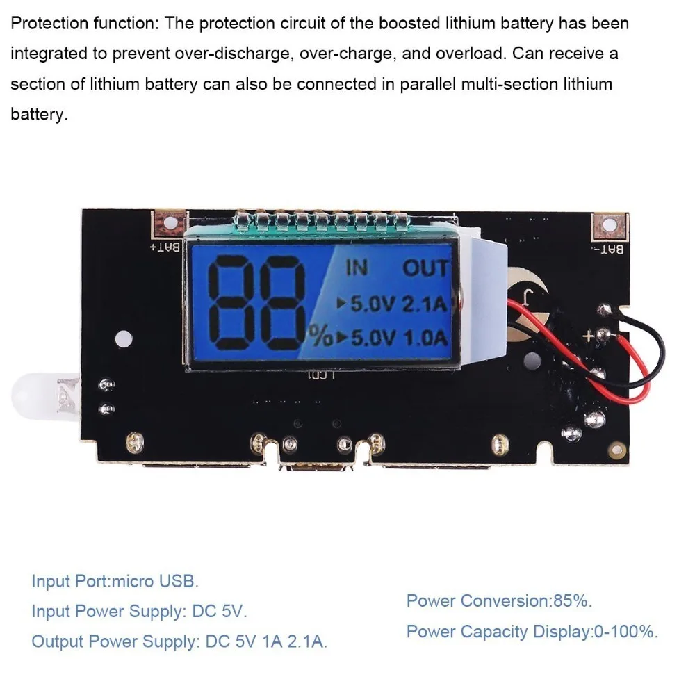 Aokin Dual USB 18650 Зарядное устройство PCB мощность модуль 5 в 1A 2.1A мобильный запасные аккумуляторы для телефонов Аксессуары для телефона DIY